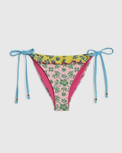 Pink Ruffle Frill Tie Side Bikini Bottoms