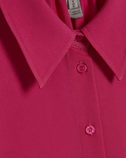 Pink Satin Short Sleeve Shirt