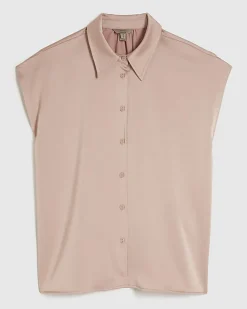 Pink Satin Short Sleeve Shirt