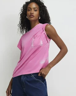 Pink Short Sleeve Burnout Effect T-Shirt