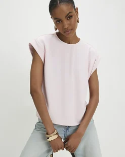 Pink Short Sleeve Button Top