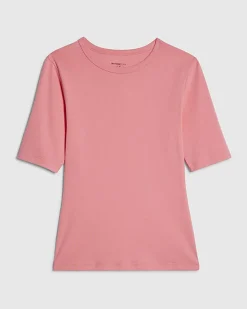 Pink Short Sleeve Cotton Fitted Top