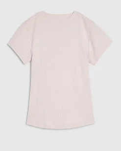 Pink Short Sleeve Fitted Ribbed Top