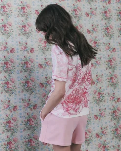 Pink Short Sleeve In Bloom Cotton T-shirt