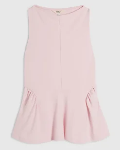 Pink Sleeveless Peplum Top