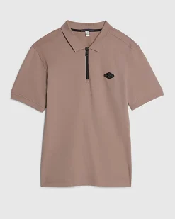 Pink Slim Fit Pique Badge Polo Shirt