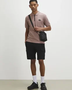 Pink Slim Fit Pique Badge Polo Shirt