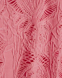 Pink Texture Shell Trim Swimsuit