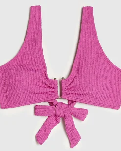 Pink Textured Cami Bikini Top