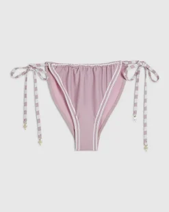 Pink Tie Side Colour Block Bikini Bottoms