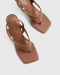 Pink Toe Thong Heeled Sandals