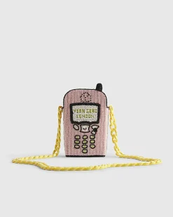Pink Year Zero Telephone Beaded Crossbody Bag