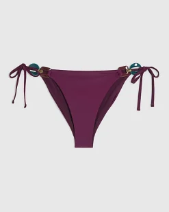 Purple Buckle Trim Bikini Bottoms