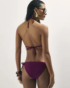 Purple Buckle Trim Bikini Bottoms