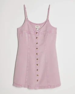 Purple Button Up Denim Mini Dress