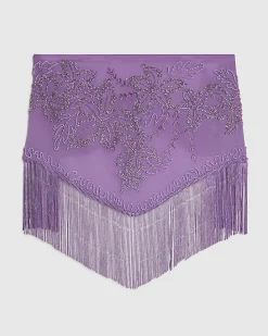 Purple Embellished Hanky Hem Fringed Top