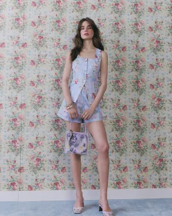 Purple Floral Cotton Waistcoat