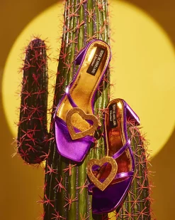 Purple Heart Heeled Mule Sandals
