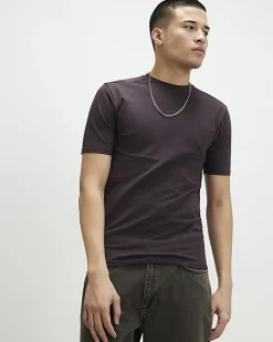 Purple Muscle Fit Lightweight Stretch T-Shirt