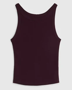 Purple Sleeveless Ribbed Tank Top