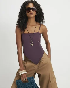 Purple Tie Back Scarf Top