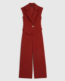 Red Cap Sleeve Wide Leg Jumpsuit