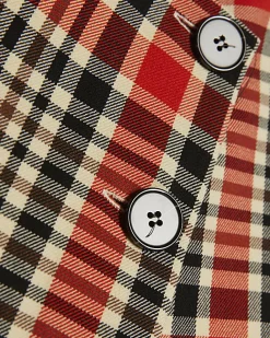 Red Check Asymmetric Wrap Skort