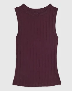 Red Cotton Ribbed Tank