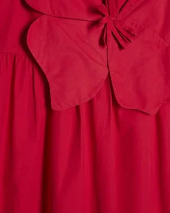 Red 3D Flower Maxi Dress