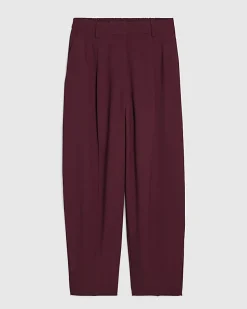 Red Drapey Barrel Leg Trousers