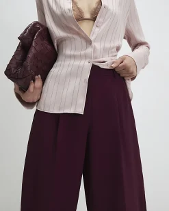 Red Drapey Barrel Leg Trousers