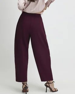 Red Drapey Barrel Leg Trousers