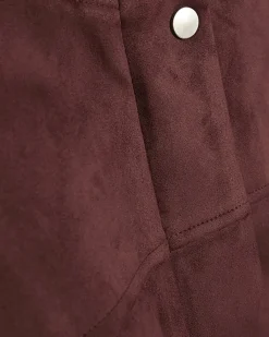 Red Faux Suede Classic Bomber Jacket