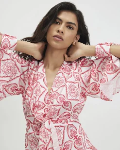 Red Knot Front Print Top