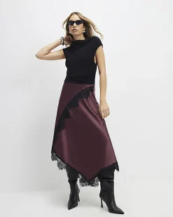 Red Lace Hybrid Drape Maxi Dress
