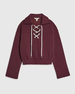 Red Lace Up Sweatshirt