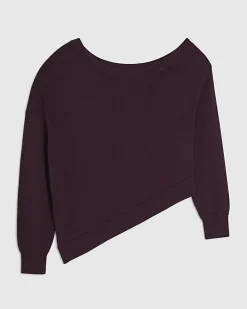 Red Linen Blend Asymmetric Knit Jumper