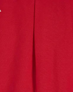 Red Linen Blend Scallop Trim Shorts
