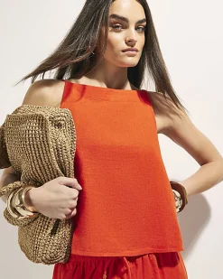 Red Linen Blend Tank Top