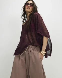 Red Metallic Knitted Cape
