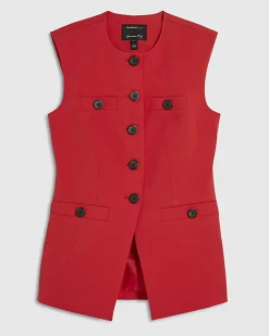 Red Military Nipped Waistcoat