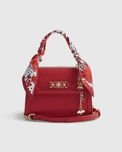 Red Mini Scarf Tote Cross Body Bag