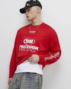 Red Oversized Fit 98 Long Sleeve T-Shirt