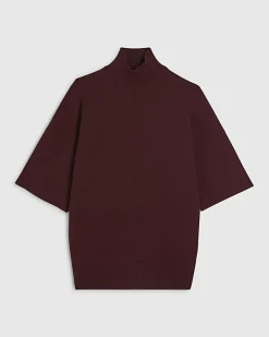 Red Oversized Knitted High Neck Top
