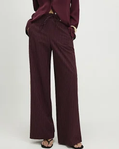 Red Pinstripe Crochet Side Stripe Joggers
