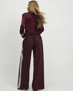 Red Pinstripe Crochet Side Stripe Joggers