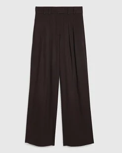 Red Pinstripe Pleated Wide Leg Trousers
