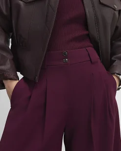 Red Pleated Wide Leg Trousers