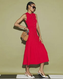 Red Pointelle Maxi Dress