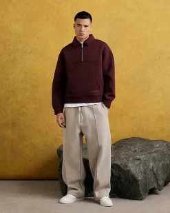 Red Regular Fit Premium Rugby Sweatshirt